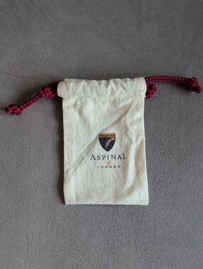 Aspinal of London 6" Dust Pouch - Cream with Red/Black Cord